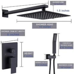 Single Handle 1-Spray Shower Faucet 1.5 GPM Shower Combo Set With 360 Swivel In Matte Black