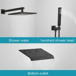 Single Handle 1-Spray Rainfall Shower Head, Handheld Shower Faucet 2 GPM With Adjustable Heads In Matte Black 14 Single Handle 1-Spray Rainfall Shower Head, Handheld Shower Faucet 2 GPM With Adjustable Heads In Matte Black -FURITURE SALE SHOP matte black dual shower heads x dr l 8004bg 76 1000