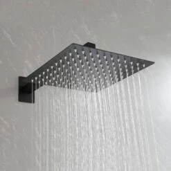 2-Spray Patterns Square Wall Mount Rain Dual Shower Heads With Hand Shower 1.5 Gpm In Matte Black 10 2-Spray Patterns Square Wall Mount Rain Dual Shower Heads With Hand Shower 1.5 Gpm In Matte Black -FURITURE SALE SHOP matte black dual shower heads x nk0736 4f 1000