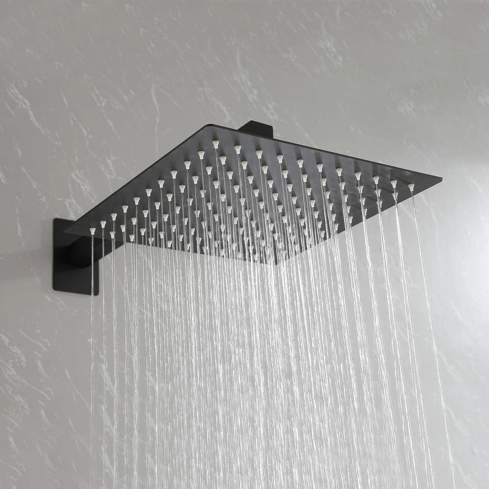 2-Spray Patterns Square Wall Mount Rain Dual Shower Heads With Hand Shower 1.5 Gpm In Matte Black 3 2-Spray Patterns Square Wall Mount Rain Dual Shower Heads With Hand Shower 1.5 Gpm In Matte Black - Image 3