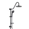 5 Spray Dual Shower Head And Handheld Shower Head Wall Mount 1.8 GPM In Matte Black