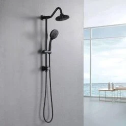 3 Spray Dual Shower Head And Handheld Shower Head Wall Mounted Shower System 2.5 GPM In Matte Black -FURITURE SALE SHOP matte black dual shower heads x w1219 w56006 31 1000