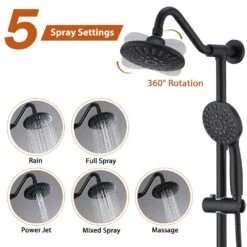 3 Spray Dual Shower Head And Handheld Shower Head Wall Mounted Shower System 2.5 GPM In Matte Black -FURITURE SALE SHOP matte black dual shower heads x w1219 w56006 44 1000