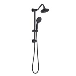 3 Spray Dual Shower Head And Handheld Shower Head Wall Mounted Shower System 2.5 GPM In Matte Black