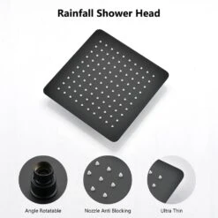 6 Spray Patterns Wall Mount Dual Shower Head And Handheld Shower Head With 2-Way Diverter In Matte Black -FURITURE SALE SHOP matte black dual shower heads x w1219 w60165 44 1000
