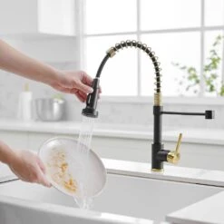 Single-Handle Pull Down Sprayer Kitchen Faucet, Modern High-Arc Pull Out Kitchen Sink Faucet In Black With Matte Black -FURITURE SALE SHOP matte black gold tahanbath pull down kitchen faucets y xy 189 33bg 45 us 31 1000