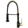 Single-Handle Pull Down Sprayer Kitchen Faucet, Modern High-Arc Pull Out Kitchen Sink Faucet In Black With Matte Black