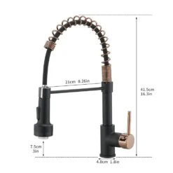 Single-Handle Deck Mount Pull Down Sprayer Kitchen Faucet With LED In Matte Black Mix Rose Gold -FURITURE SALE SHOP matte black mix rose gold pull down kitchen faucets q xy 189 33br led 45 us 31 1000