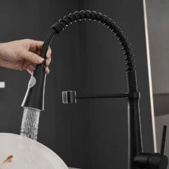 Single Handle No Sensor Pull Down Sprayer Kitchen Faucet In Matte Black -FURITURE SALE SHOP matte black pull down kitchen faucets q xy 2008b 44 1000