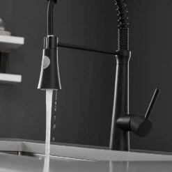 Single Handle No Sensor Pull Down Sprayer Kitchen Faucet In Matte Black -FURITURE SALE SHOP matte black pull down kitchen faucets q xy 2008b 4f 1000