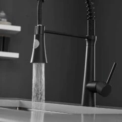 Single Handle No Sensor Pull Down Sprayer Kitchen Faucet In Matte Black -FURITURE SALE SHOP matte black pull down kitchen faucets q xy 2008b c3 1000