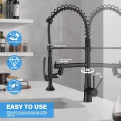 Single Handle Deck Mount Pull Down Sprayer Kitchen Faucet With LED In Matte Black 12 Single Handle Deck Mount Pull Down Sprayer Kitchen Faucet With LED In Matte Black -FURITURE SALE SHOP matte black pull down kitchen faucets q xy 2010b led 1f 1000