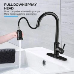 Single Handle Pull Down Sprayer Kitchen Cantilever Faucet Kitchen Tap Faucet Head In Matte Black 15 Single Handle Pull Down Sprayer Kitchen Cantilever Faucet Kitchen Tap Faucet Head In Matte Black -FURITURE SALE SHOP matte black pull down kitchen faucets x dr ws au061100bk 31 1000