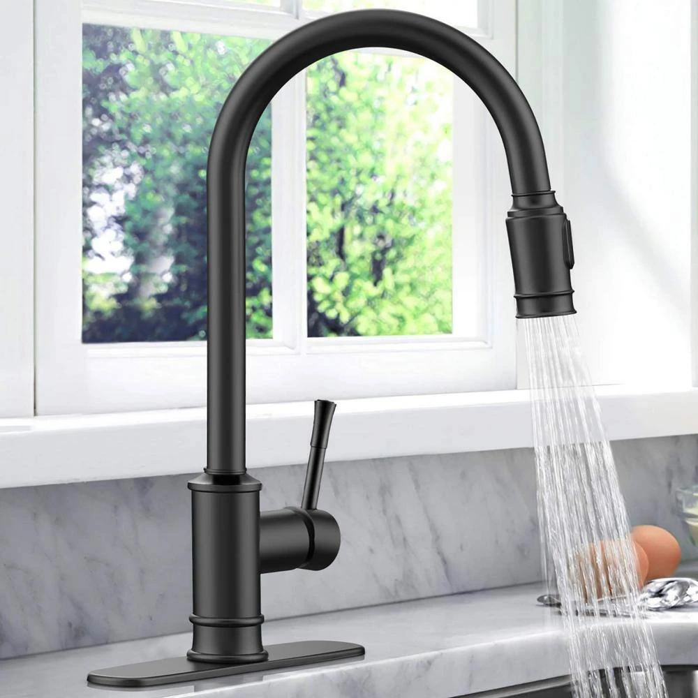 Single Handle Pull Down Sprayer Kitchen Cantilever Faucet Kitchen Tap Faucet Head In Matte Black 2 Single Handle Pull Down Sprayer Kitchen Cantilever Faucet Kitchen Tap Faucet Head In Matte Black - Image 2