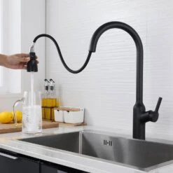 Single Handle Pull Down Sprayer Kitchen Faucet Modern Kitchen Sink Faucet In Matte Black 15 Single Handle Pull Down Sprayer Kitchen Faucet Modern Kitchen Sink Faucet In Matte Black -FURITURE SALE SHOP matte black pull down kitchen faucets x nk0607 31 1000