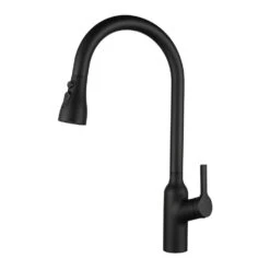 Single Handle Pull Down Sprayer Kitchen Faucet Modern Kitchen Sink Faucet In Matte Black