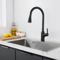 Single Handle Pull Down Sprayer Kitchen Faucet Modern Kitchen Sink Faucet In Matte Black 13 Single Handle Pull Down Sprayer Kitchen Faucet Modern Kitchen Sink Faucet In Matte Black -FURITURE SALE SHOP matte black pull down kitchen faucets x nk0607 fa 1000
