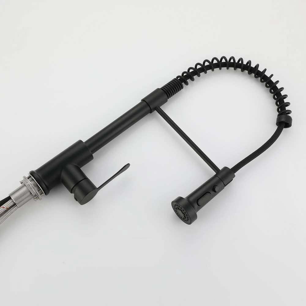 Single Handle Deck Mount Pull Down Sprayer Kitchen Faucet In Matte Black 4 Single Handle Deck Mount Pull Down Sprayer Kitchen Faucet In Matte Black - Image 4