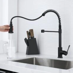 Single Handle Deck Mount Pull Down Sprayer Kitchen Faucet In Matte Black 15 Single Handle Deck Mount Pull Down Sprayer Kitchen Faucet In Matte Black -FURITURE SALE SHOP matte black pull down kitchen faucets x nk0614 31 1000