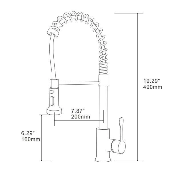 Single Handle Deck Mount Pull Down Sprayer Kitchen Faucet In Matte Black 5 Single Handle Deck Mount Pull Down Sprayer Kitchen Faucet In Matte Black - Image 5
