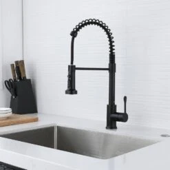 Single Handle Deck Mount Pull Down Sprayer Kitchen Faucet In Matte Black 10 Single Handle Deck Mount Pull Down Sprayer Kitchen Faucet In Matte Black -FURITURE SALE SHOP matte black pull down kitchen faucets x nk0614 4f 1000
