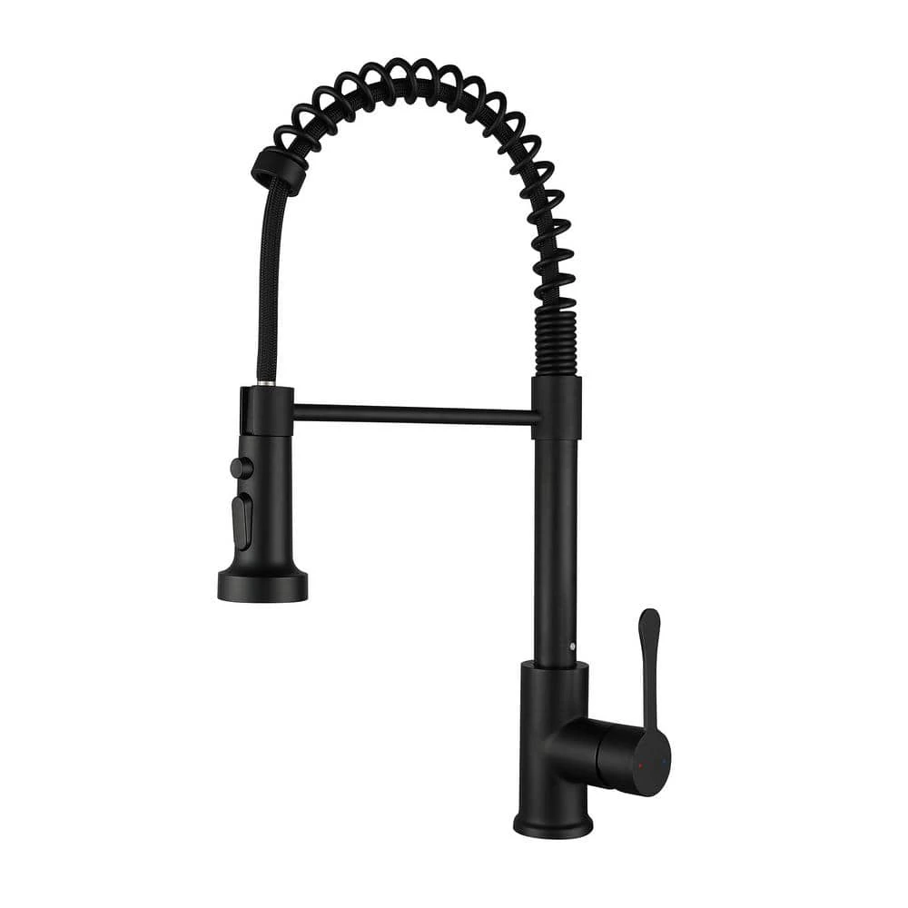 Single Handle Deck Mount Pull Down Sprayer Kitchen Faucet In Matte Black 1 Single Handle Deck Mount Pull Down Sprayer Kitchen Faucet In Matte Black
