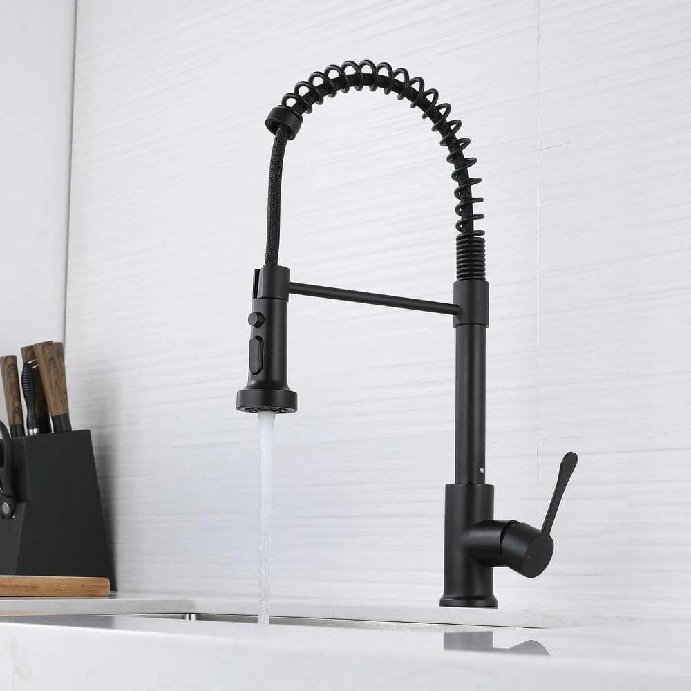 Single Handle Deck Mount Pull Down Sprayer Kitchen Faucet In Matte Black 2 Single Handle Deck Mount Pull Down Sprayer Kitchen Faucet In Matte Black - Image 2