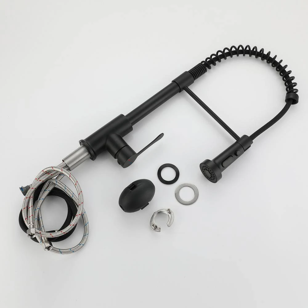 Single Handle Deck Mount Pull Down Sprayer Kitchen Faucet In Matte Black 6 Single Handle Deck Mount Pull Down Sprayer Kitchen Faucet In Matte Black - Image 6