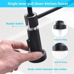 Single-Handle Touchless Sensor Pull Down Sprayer Kitchen Faucet In Matte Black -FURITURE SALE SHOP matte black pull down kitchen faucets xy is2252b q 76 1000