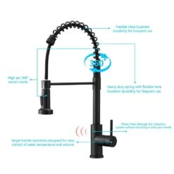 Single-Handle Touchless Sensor Pull Down Sprayer Kitchen Faucet In Matte Black -FURITURE SALE SHOP matte black pull down kitchen faucets xy is2252b q fa 1000