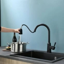 Single Handle Touchless Pull Down Sprayer Kitchen Faucet In Matte Black 17 Single Handle Touchless Pull Down Sprayer Kitchen Faucet In Matte Black -FURITURE SALE SHOP matte black pull down kitchen faucets xy is2254b q 31 1000