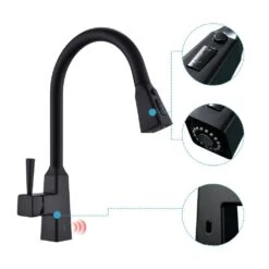 Single Handle Touchless Pull Down Sprayer Kitchen Faucet In Matte Black 11 Single Handle Touchless Pull Down Sprayer Kitchen Faucet In Matte Black -FURITURE SALE SHOP matte black pull down kitchen faucets xy is2254b q c3 1000