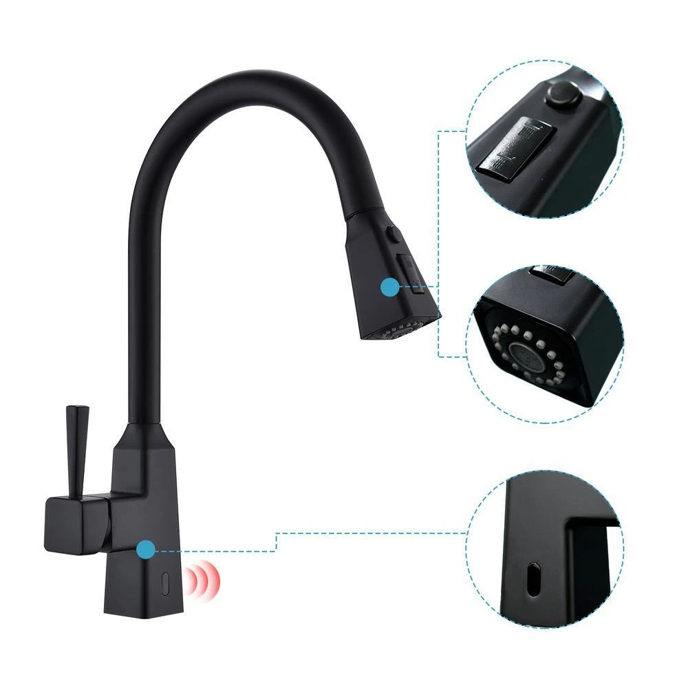 Single Handle Touchless Pull Down Sprayer Kitchen Faucet In Matte Black 3 Single Handle Touchless Pull Down Sprayer Kitchen Faucet In Matte Black - Image 3
