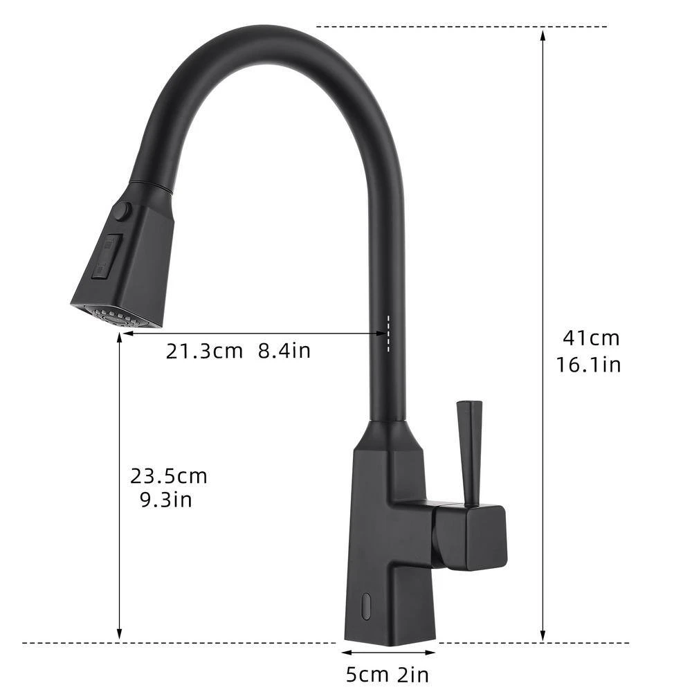 Single Handle Touchless Pull Down Sprayer Kitchen Faucet In Matte Black 7 Single Handle Touchless Pull Down Sprayer Kitchen Faucet In Matte Black - Image 7