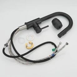 Single Handle Pull Out Sprayer Single Deckplate Hole Bar Cantilever Faucet In Matte Black