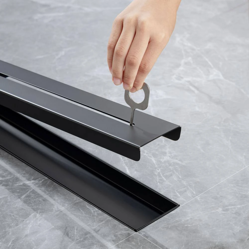 2.75 In. W X 24 In. D Stainless Steel Decorative Drain Cover With Matte Black 6 2.75 In. W X 24 In. D Stainless Steel Decorative Drain Cover With Matte Black - Image 6