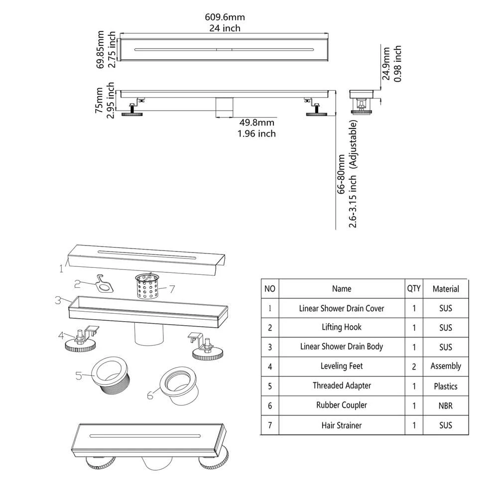 2.75 In. W X 24 In. D Stainless Steel Decorative Drain Cover With Matte Black 8 2.75 In. W X 24 In. D Stainless Steel Decorative Drain Cover With Matte Black - Image 8