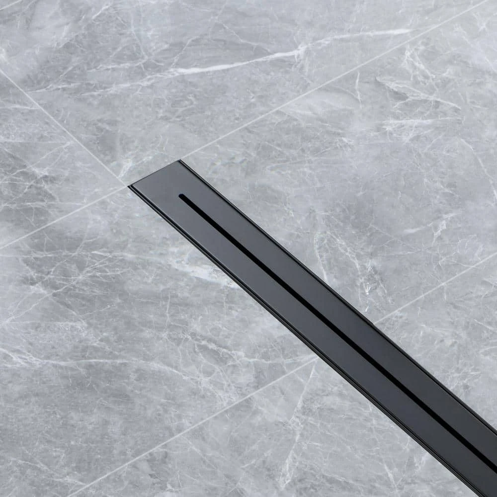 2.75 In. W X 24 In. D Stainless Steel Decorative Drain Cover With Matte Black 2 2.75 In. W X 24 In. D Stainless Steel Decorative Drain Cover With Matte Black - Image 2