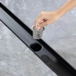 2.75 In. W X 28 In. D Stainless Steel Decorative Drain Cover With Matte Black -FURITURE SALE SHOP matte black shower drains q pzz 7006h 28 1f 1000