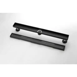 28 Inch Shower Linear Drain, With Removable Capsule Pattern Grate, Black Include Adjustable Feet, Hair Strainer -FURITURE SALE SHOP matte black shower drains z w92891559 1f 1000