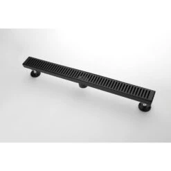 28 Inch Shower Linear Drain, With Removable Capsule Pattern Grate, Black Include Adjustable Feet, Hair Strainer -FURITURE SALE SHOP matte black shower drains z w92891559 fa 1000
