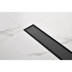 24 Inches Linear Shower Drain With Removable Cover, 304 Stainless Shower Drain Included Hair Strainer And Leveling Feet -FURITURE SALE SHOP matte black shower drains z w92891729 1f 1000