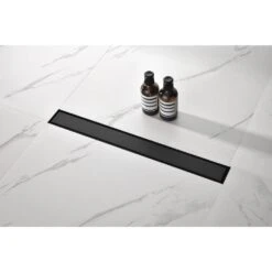 24 Inches Linear Shower Drain With Removable Cover, 304 Stainless Shower Drain Included Hair Strainer And Leveling Feet -FURITURE SALE SHOP matte black shower drains z w92891729 fa 1000