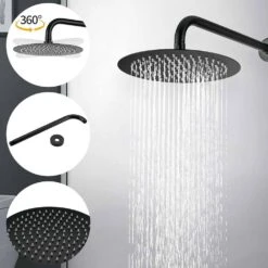 2-Handle 1-Spray Round Faucet With 10 In. Rain Shower Headand Handheld Shower Head Set In Matte Black -FURITURE SALE SHOP matte black shower faucets ms a3584 mb kxc 1f 1000