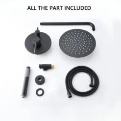 2-Handle 1-Spray Round Faucet With 10 In. Rain Shower Headand Handheld Shower Head Set In Matte Black -FURITURE SALE SHOP matte black shower faucets ms a3584 mb kxc 76 1000