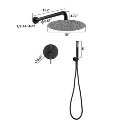 2-Handle 1-Spray Round Faucet With 10 In. Rain Shower Headand Handheld Shower Head Set In Matte Black -FURITURE SALE SHOP matte black shower faucets ms a3584 mb kxc c3 1000