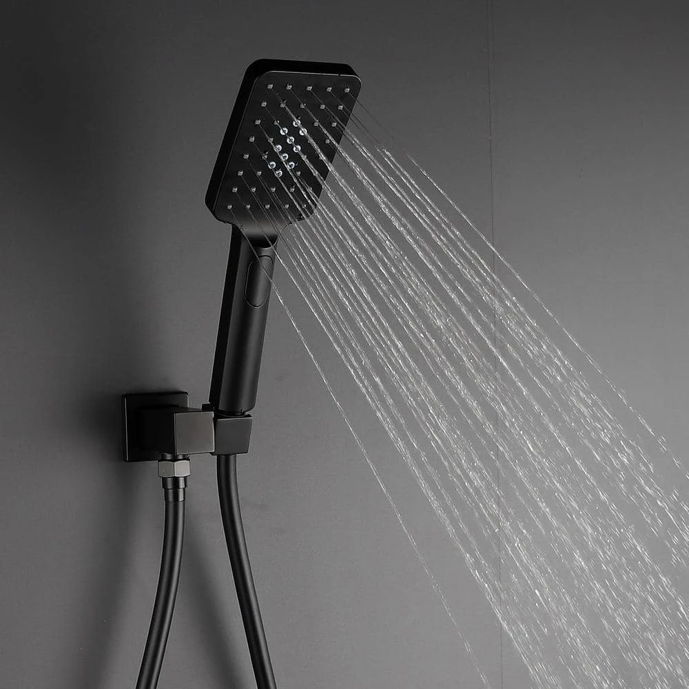 Single-Handle 3-Spray Patterns Anti-scald Shower Fixtures With Rough-In Pressure Balanced Valve In Matte Black 5 Single-Handle 3-Spray Patterns Anti-scald Shower Fixtures With Rough-In Pressure Balanced Valve In Matte Black - Image 5