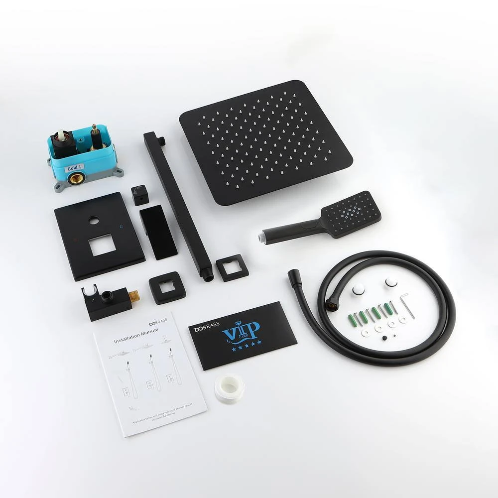 Single-Handle 3-Spray Patterns Anti-scald Shower Fixtures With Rough-In Pressure Balanced Valve In Matte Black 8 Single-Handle 3-Spray Patterns Anti-scald Shower Fixtures With Rough-In Pressure Balanced Valve In Matte Black - Image 8