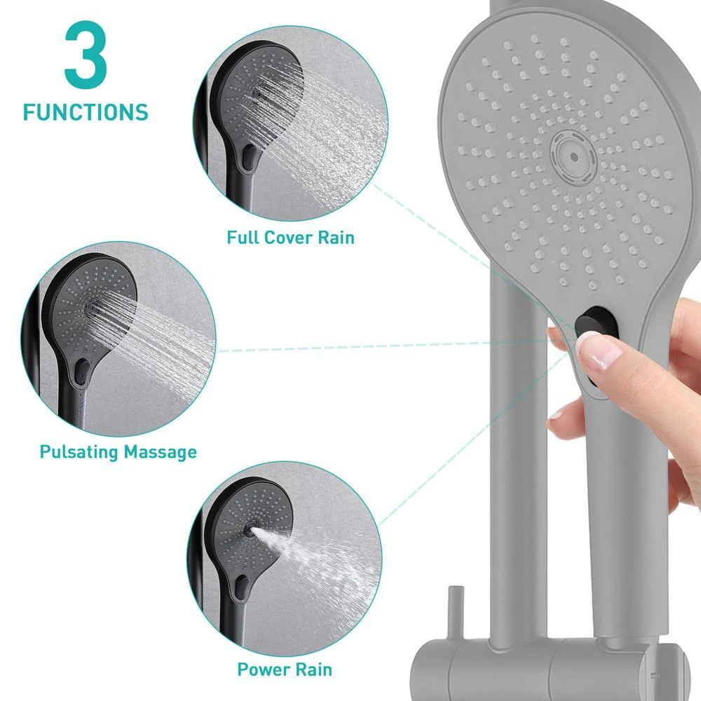 2-Handle Claw Foot Tub Faucet With 8" Rainfall Shower Head Shower System 3-Setting Handheld Sprayer In. Matte Black 6 2-Handle Claw Foot Tub Faucet With 8" Rainfall Shower Head Shower System 3-Setting Handheld Sprayer In. Matte Black - Image 6