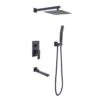 1-Spray 10 In. Rain Shower Head Systems Wall Mounted Dual Shower 2.5 GPM In Matt Black